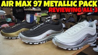 Air Max 97 Black Metallic Gold, Air Max 97 Black Metallic Silver, Air Max 97 White Metallic Silver