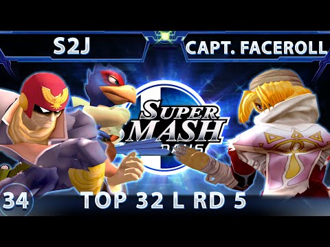 SSS 34 - S2J (Falcon) Vs. Captain Faceroll (Sheik) SSBM - Losers Top 8 - Smash Melee
