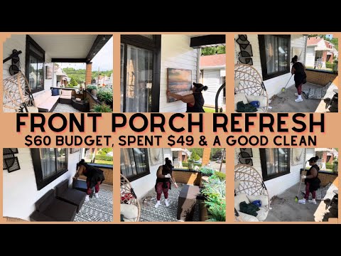 FRONT PORCH REFRESH ON A BUDGET / BUDGET $60 & SPENT $49 WITH ELBOW GREASE / PORCH TRANSFORMATION