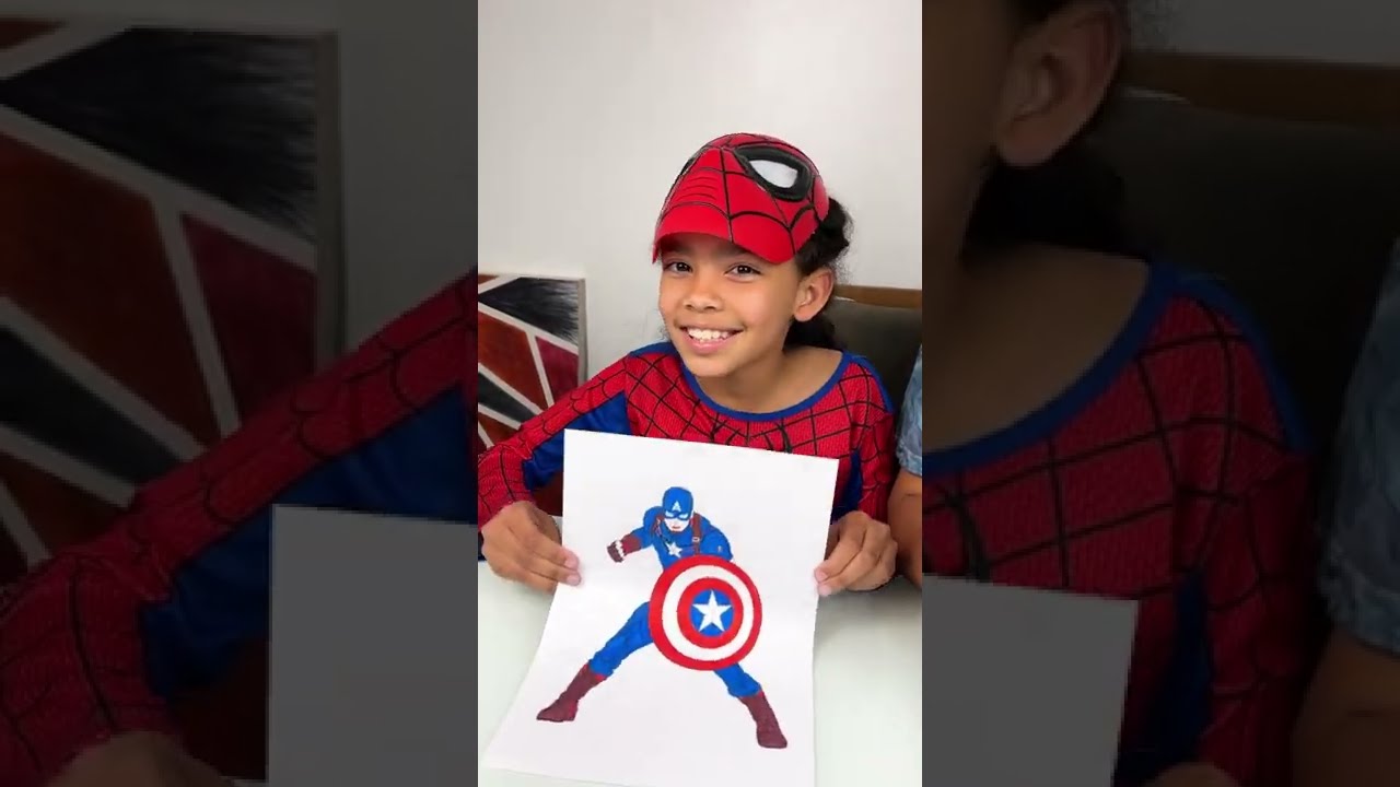 QUEM PINTAR O MELHOR DESENHO DO CAPITÃO AMERICA COM APENAS 3 CORES, VENCE!! 🔴🔵🟤 #shorts