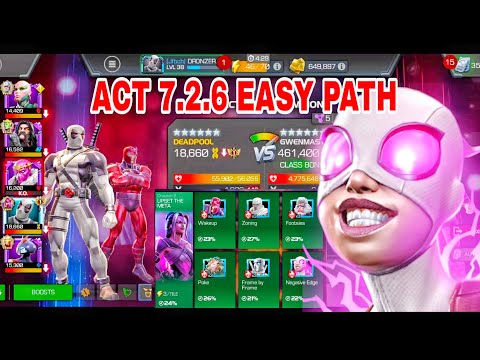 ACT 7.2.6 GWENMASTER EASY PATH GUIDE MARVEL CONTEST OF CHAMPIONS 