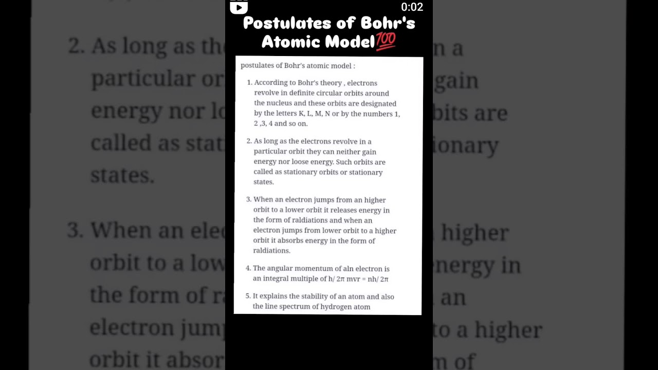 👉 Postulates of Bohr's Atomic Model 💯 @didyouknow__2002#education #chemistry #viralvideo #trending