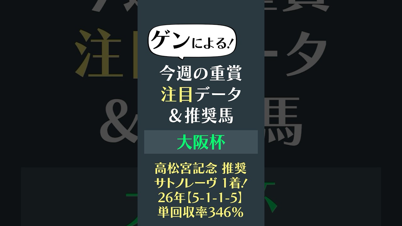 【大阪杯】'26年単回率347%！　複勝率83.3%データが導く渾身の一頭　 #競馬 #SPAIA競馬 #shorts