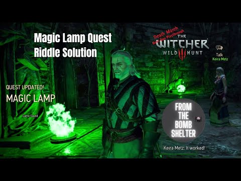 Magic Lamp Quest with Keira Metz Riddle Solution Witcher 3 The Wild Hunt Order to light statue lamps