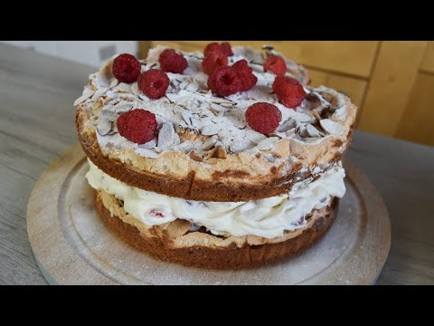 Blitz Torte Recipe | German Raspberry Meringue Cake | How to Make Himmelstorte at home