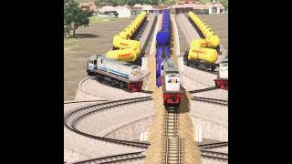 Download lagu Triple Kereta Ketel Pertamina Warna Warni Lewati Tangga Berantakan #Shorts mp3