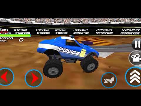 Crazy 3D arena derby demolition. US police monster Damolitison Derby.