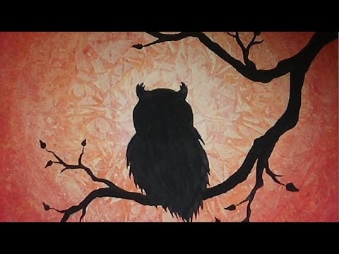 Owl In A Tree Silhouette Painting Acrylic Painting On Canvas