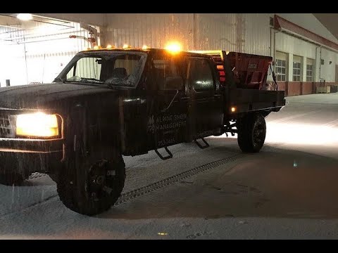 97 F350 spreading treated salt after storm