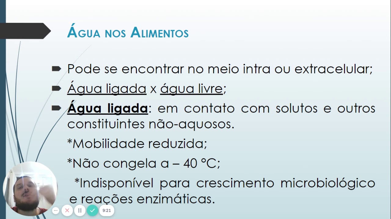 Água nos Alimentos (Livre x Ligada)