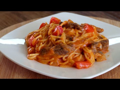 Espagueti rojo con carne 🍝 ¡EN UNA SOLA SARTÉN! 🍳