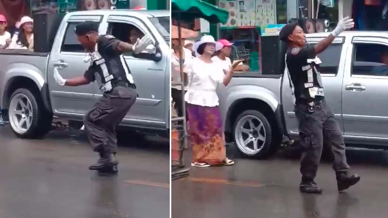 Policeman Dances While Directing Traffic