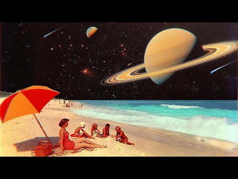 A Retro-futuristic Dreamscape by the ocean w/ Vintage oldies playing from another dimension 🪐☄✨