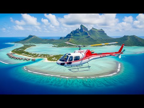 Bora Bora Helicopter Tour | Most Beautiful Island in the World (4K UHD)