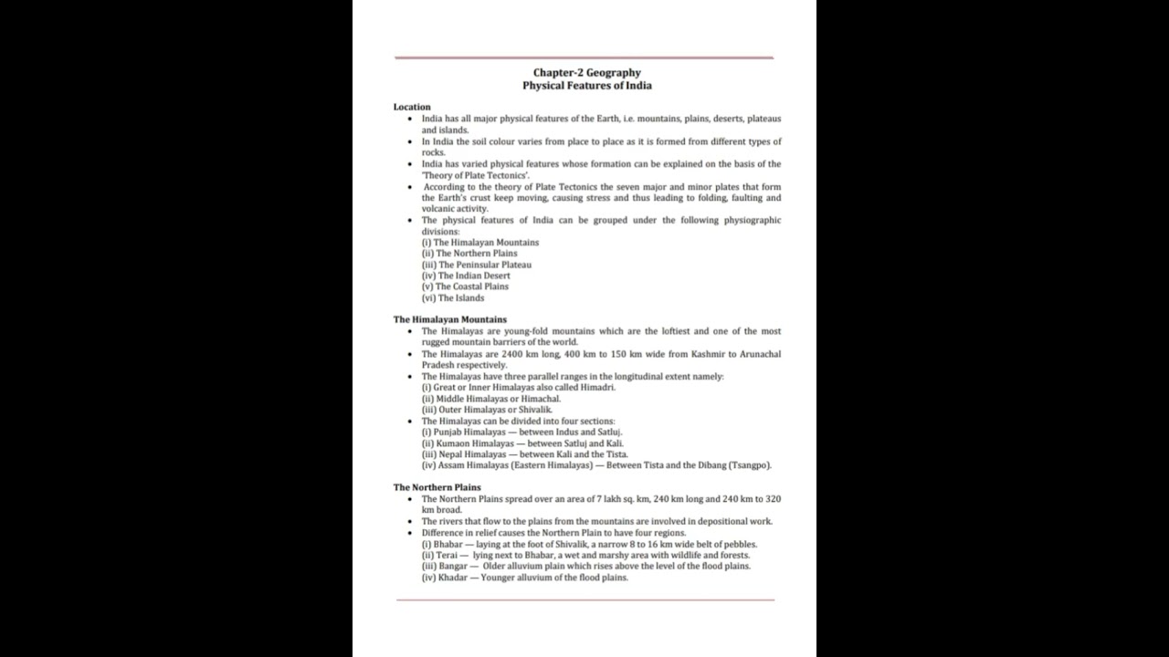 9th class geography chapter 2 - Physical features of India notes| handwritten notes