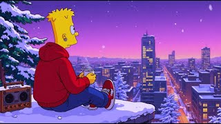 winter coffee at rooftop☕ chill lofi ~ peaceful nights / snowy cafe