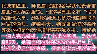 《北城再無紅顏笑》北城軍區里，師長厲北霆的名字就代表著雷厲風行與絕對服從。他的字典里沒有“假期嫁給他六年，顏初收到過太多次他臨時取消回家的通知。結婚那天，她穿著聖潔的婚紗等來的卻是他因邊境衝突帶隊支援