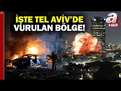 Tel Aviv'de vurulan bölgeden ilk görüntü A Haber'de! İran füzeleri İsrail semalarında