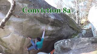 Video thumbnail de Conviction, 8a. Fontainebleau