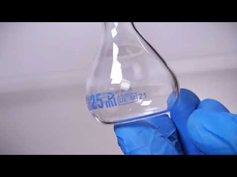 130/A/25 Glassco, Volumetric Flask, Class A, Plastic Stopper, ISO 1042 With Batch Certificate, Borosilicate Glass Unboxing