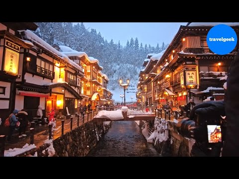 , title : 'Visiting Japan's Secret Winter Village like Spirited Away | Ginzan Onsen'