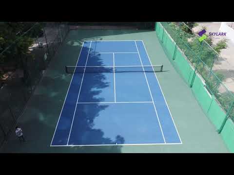 Blue matte synthetic tennis court flooring service, 4mm