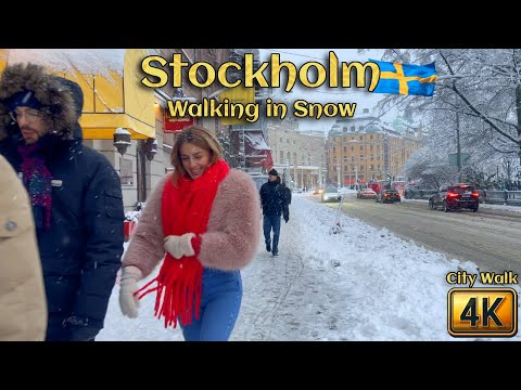 Snowy Stockholm – 3 January 2026 | 4K Winter Walking Tour