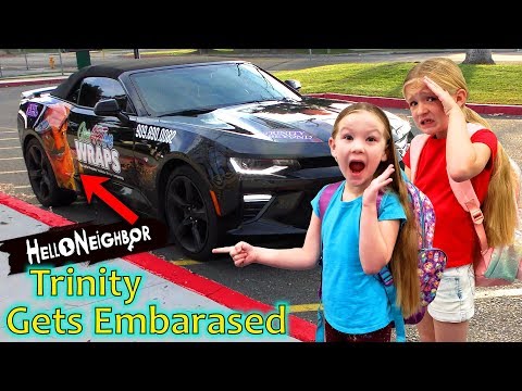Picking Up the Girls at School in Hello Neighbor Car! Trinity Gets Embarassed!!!