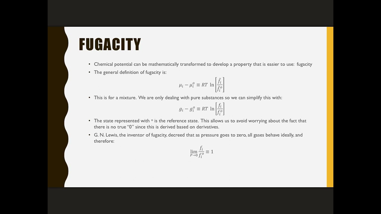 ChE 2110 Chapter 8d - A Brief Introduction to Fugacity and Wrapping up Thermo I