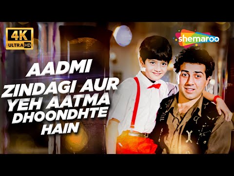 Full 4K Video: Aadmi Zindagi Aur Yeh Aatma Dhoondhte Hain | Vishwatma(1992) |Sunny Deol,Divya Bharti