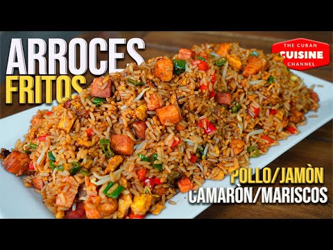🚀Como hacer ARROZ Frito CHINO Pollo Jamon y Camarones Mariscos.