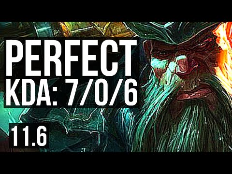 GANGPLANK vs RENEKTON (TOP) | 7/0/6, 2.0M mastery, 800+ games, Godlike | KR Master | v11.6