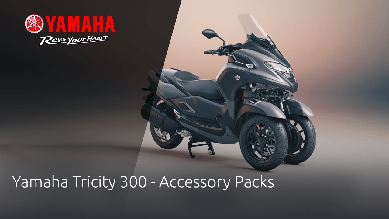 The lightweight and stylish Tricity 300 comes with best-in-class specifications which make it a fashionable and dynamic 3-wheel scooter. For an extra dose of dynamism and even sportier looks, the Sport Pack consists of a scratch-resistant sports screen, minimalistic license plate holder with LED rear license plate light, and aluminium lower foot boards with high-grip rubber pads. Available now from your Yamaha dealer who will be happy to fit these high quality Genuine Accessories to your Tricity 300.
