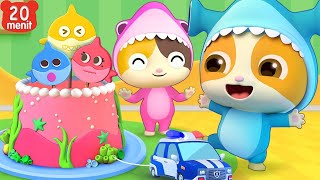 Download lagu Baby Shark Dan Bayi Kucing | Selamat Ulang Tahun | Lagu Bayi Hiu | BabyBus Bahasa Indonesia mp3
