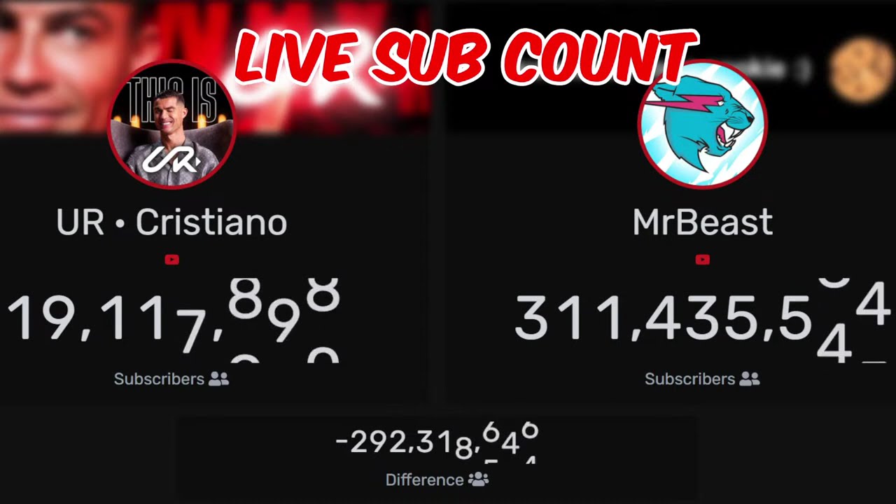 🔴LIVE: UR · Cristiano Ronaldo vs MrBeast Sub Count Battle (Cristiano Ronaldo New Channel)