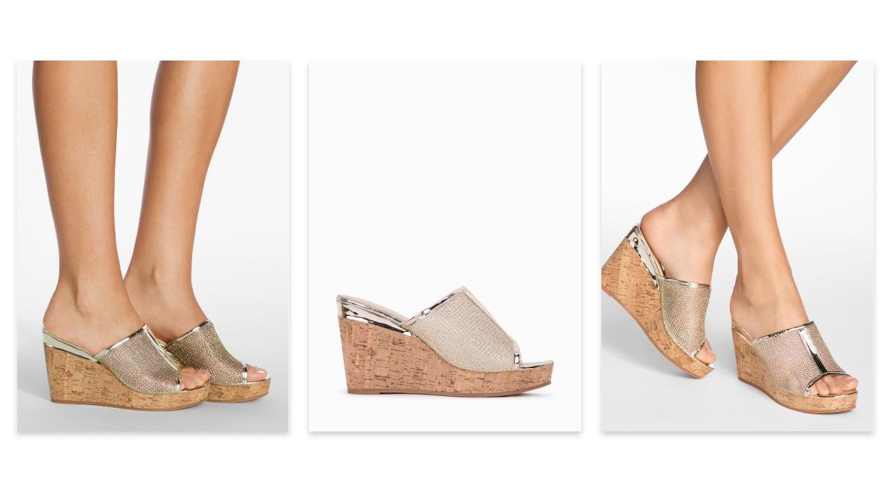 Złote klapki na koturnie Special - DeeZee.pl