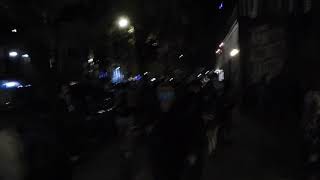 New York City East Village people celebrating in the streets for presidential winner Joe Biden.