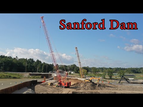 Sanford Dam Progress! -  Three Gates INSTALLED! - Low Level Outlet! - Drone -Dam Collapse