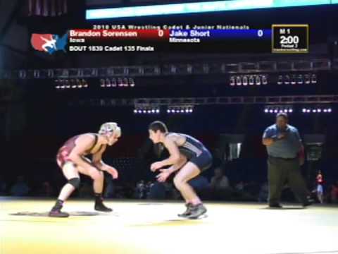 Cadet Freestyle Finals 135 pounds - Jake Short vs. Brandon Sorensen