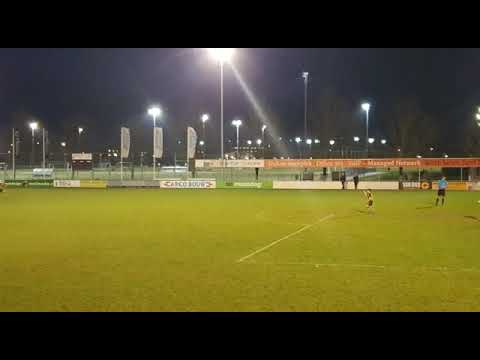 Winnende penalty Wilhelmus JO13-1 tegen SV Nootdorp JO13-1 in de Haaglanden Cup, woensdag 20-3-2019