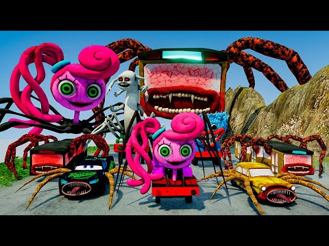 ALL MONSTERS Big & Small Cars vs Downhill Madness with MOMMY LONG LEGS & BUS EATER – BeamNG.Drive