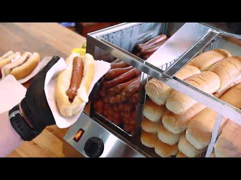 Video thumbnail for 18" Hotdog Steamer and Bun Warmer – 200 hotdogs and 60 buns capacity