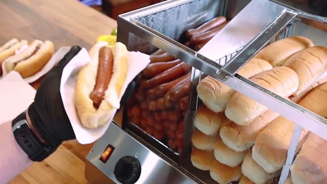 Video thumbnail for 18" Hotdog Steamer and Bun Warmer – 200 hotdogs and 60 buns capacity