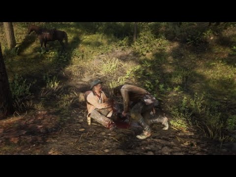Arthur Helps A Hunter Stuck In His Own Trap - Red Dead Redemption 2