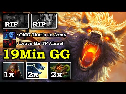 ULTRA PUSH ARMY 19min GG Crazy Lycan 100% Deleted ALL with 7.26 IMBA Werewolf Buff DotA 2