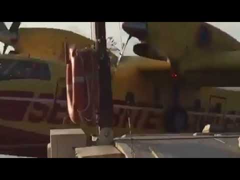 A water bomber hits a barge during a refueling (France)
