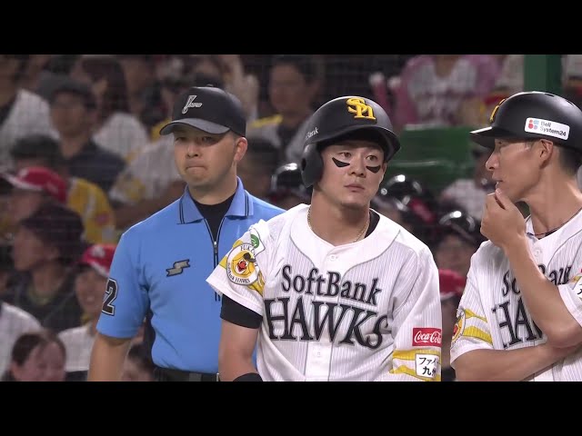 【3回表】すぐに追いつく!! ホークス・牧原大成 センターへのタイムリーヒットで同点!! 2025年7月6日 福岡ソフトバンクホークス 対 埼玉西武ライオンズ