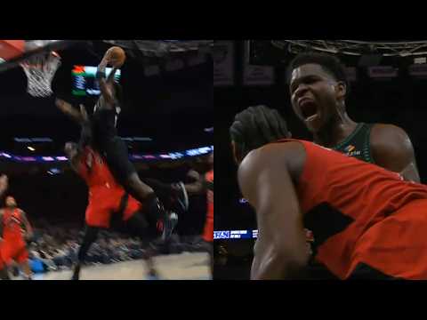 Anthony Edwards INSANE POSTER DUNK on RJ Barrett and screams in his face 😳