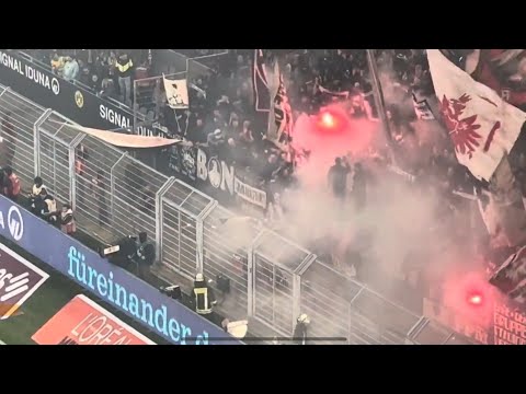 Eintracht Frankfurt Pyro Ekstase auf Hessisch Mega Support in Dortmund #ultras #bundesliga #pyro