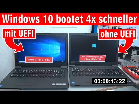 Windows 10 startet 4x schneller - mit UEFI vs. ohne UEFI (BIOS) - Booten beschleunigen - [4K]